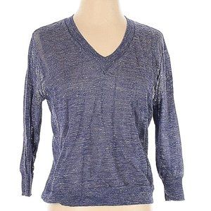 J CREW Linen blend V Neck indigo blue sweater XXS Extra Small top shirt blouse